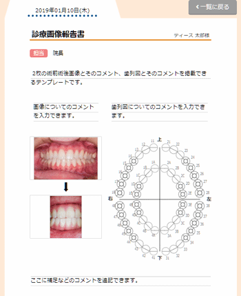 診療画像報告書(歯列図・画像×2)